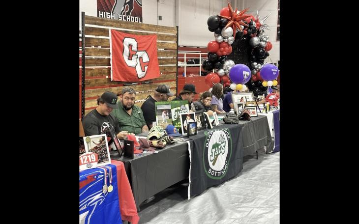 Christoval High School capped a strong athletic year Monday with a ceremony featuring four students — Khloe Bolander, Logan Malley, Ryler Hunt and Keegan Dean — signing to continue their careers in college.