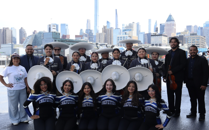 The Lake View Mariachi &amp; Lake View High School Chiefettes Dance Team at the USS Intrepid