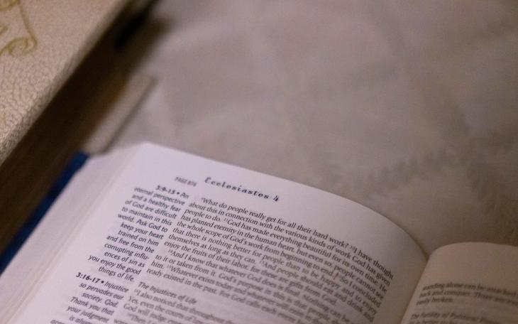 An open Bible in a chapel at the Capitol in Austin on March 17, 2025.