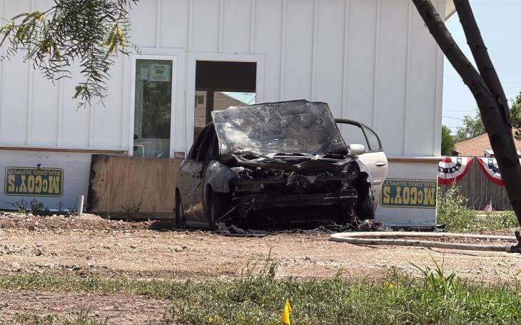 A vehicle became fully engulfed in flames Thursday afternoon on the north side of San Angelo.