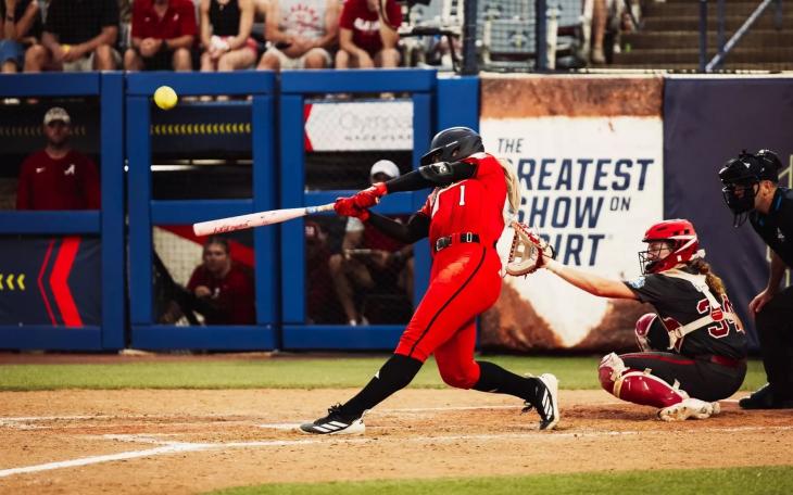 Texas Tech's Mia Williams hits a game-winning home run against Alabama at the 2026 College World Series.
