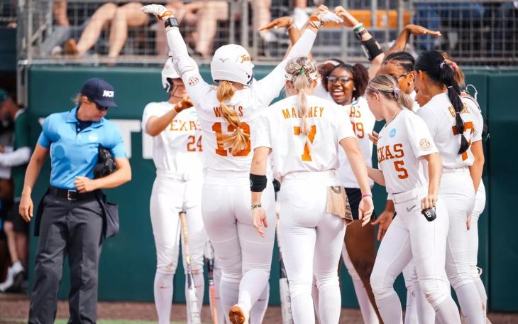 Coahoma's Hannah Wells celebrates after a home run during the 2026 softball season for the University of Texas.