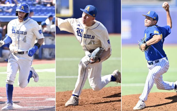 Angelo State's  Austin Beck, Jude Stephens and Garrett Villa