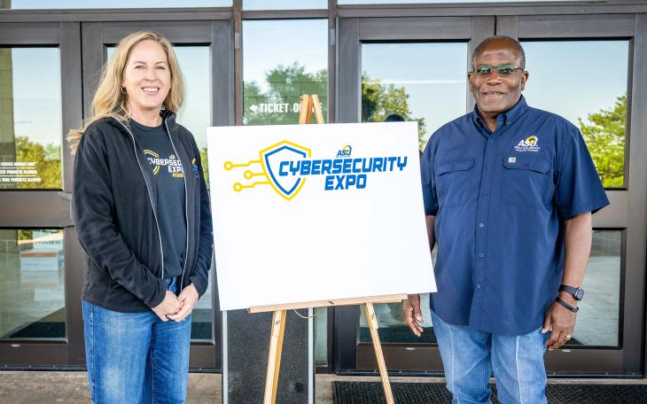 (L-R) Dr. Scarlet Clouse and ASU President Ronnie Hawkins hosting the 2026 ASU Cybersecurity Expo