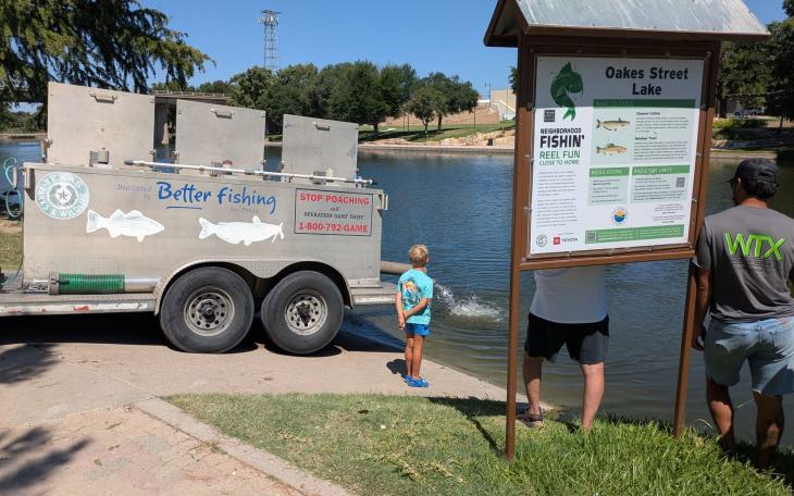 Channel catfish were stocked in the Concho River in downtown San Angelo on Friday, the last time they’ll be stocked in the river until September.