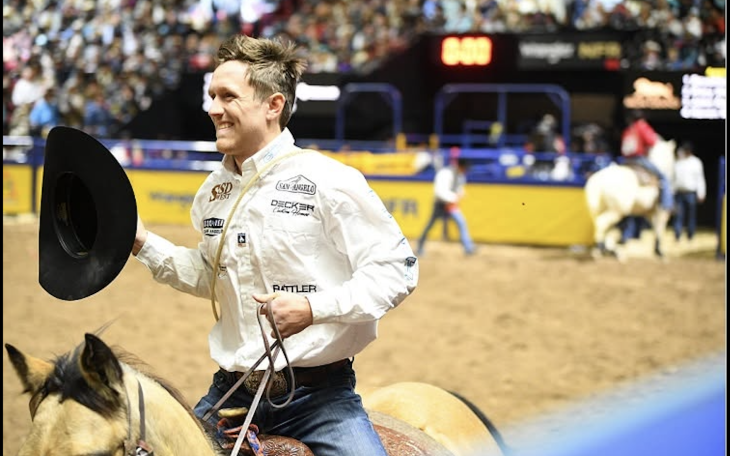 San Angelo tie-down roper Joel Harris competes at the Ponoka Stampede during the 2026 rodeo season.