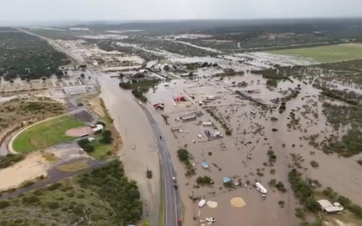 Drone video shows Ozona flooding on July 17, 2026.