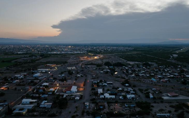 Aerial view of Presidio on the U.S.-Mexico border. U.S. Customs and Border Protection has plans to a build border wall in this remote region of border, despite opposition from locals.