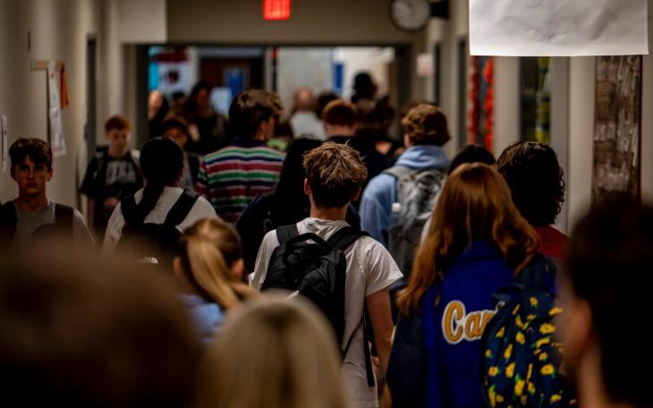 Students walk through the hallway at Lago Vista High School on Sept. 9, 2025 in Lago Vista.