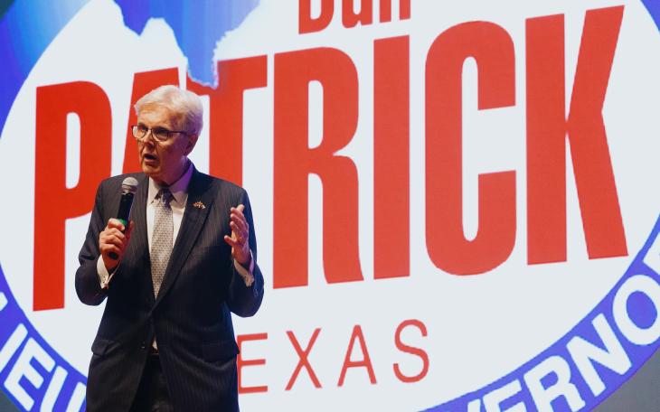 Lt. Gov. Dan Patrick speaks at the Red River Roll Call, a Republican rally hosted by state Rep. Shelley Luther in Sherman on July 27, 2026.