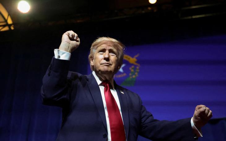 U.S. President Donald Trump gestures after delivering remarks at Red Rock Casino Resort Spa in Las Vegas, Nevada on Aug. 5, 2026.