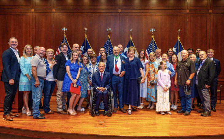 Governor Greg Abbott presented the Texas Legislative Medal of Honor to Army Sergeant Rickey Wittner and to the family of Navy SEAL Special Warfare Operator First Class Nathan Gage Ingram at the Texas Capitol on Monday, Aug. 24, 2026.