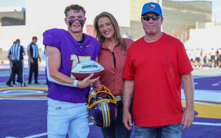Pecos High School's Josh Carbajal, who played in San Angelo last week, is a key member of the Eagles football team despite having the use of only one fully developed arm.