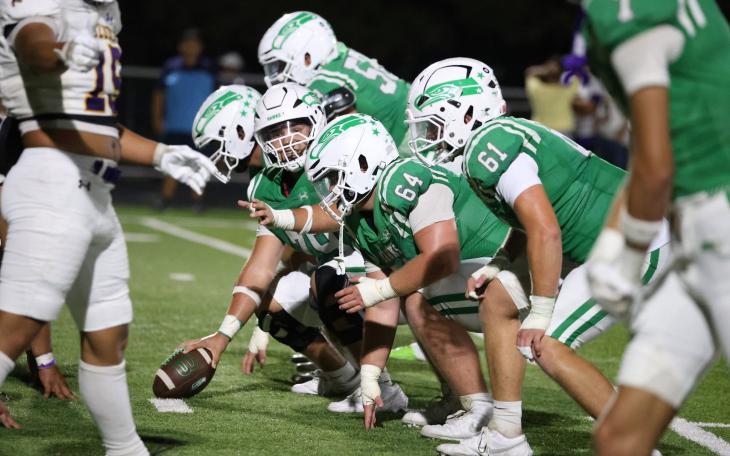 The Wall Hawks' offensive line prepares to block against Ozona on Friday, Sept. 18, 2026.