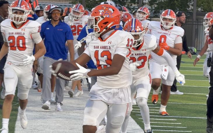 Central Bobcats' Gio Walker after an interception against Mansfield Lake Ridge