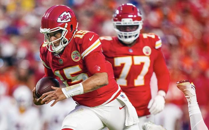 Kansas City Chiefs' Patrick Mahomes in action against the Denver Broncos 2026