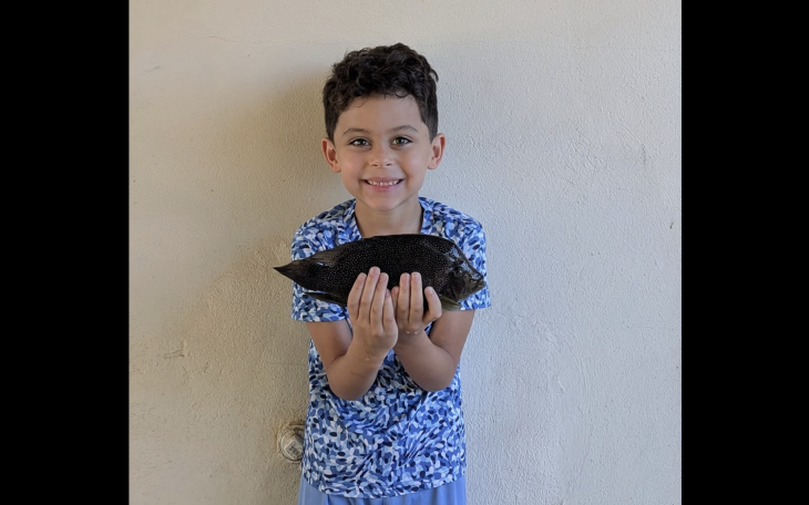A San Angelo child caught a record fish recently at the Concho River downtown.