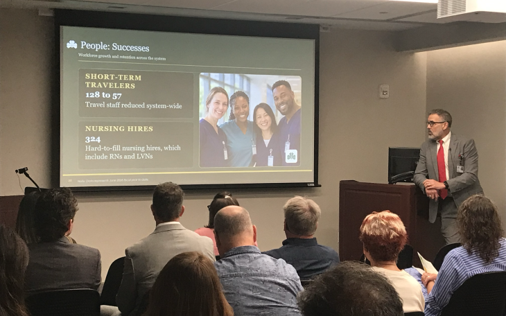 Shannon Medical Center CEO Shane Plymell speaks during Shannon's annual COPA meeting on Wednesday, Sept. 30, 2026.