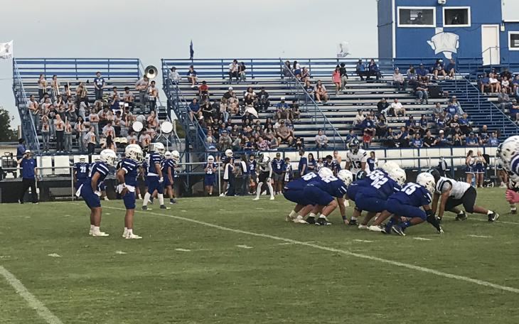 The Winters Blizzards prepare to snap the ball against TLCA San Angelo on Thursday, Sept. 10, 2026.