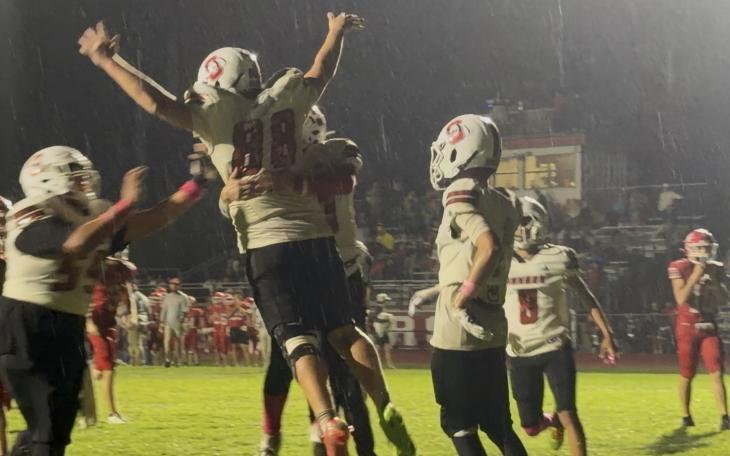 Sonora's Evan Arredondo celebrates after a touchdown against Christoval on Friday, Oct. 2, 2026.