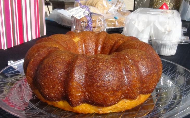 A cake, in all its glory, stands awaiting to be bought (LIVE! photo by Cheyenne Benson)