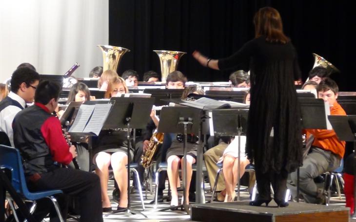 Mrs. Costello directs the band (LIVE! photo by Cheyenne Benson)