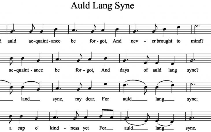 The music for &quot;Auld Lang Syne&quot; (Photo Courtesy of musicalabbot.com)