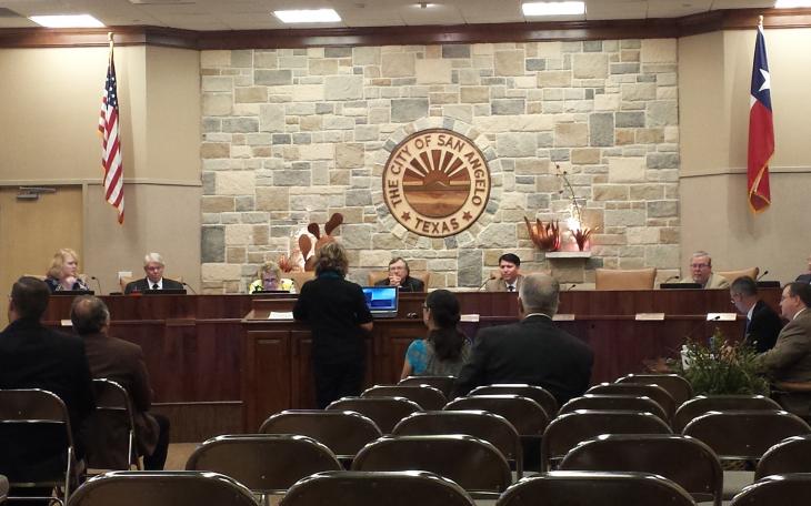 Julie Raymond of Art in Uncommon Places presents to city council (LIVE! photo/ Amanda Henson)