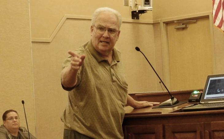 Century Park resident Bill Neil speaks during the Planning Commission meeting Monday in San Angleo. (LIVE! Photo/Matt McDaniel)