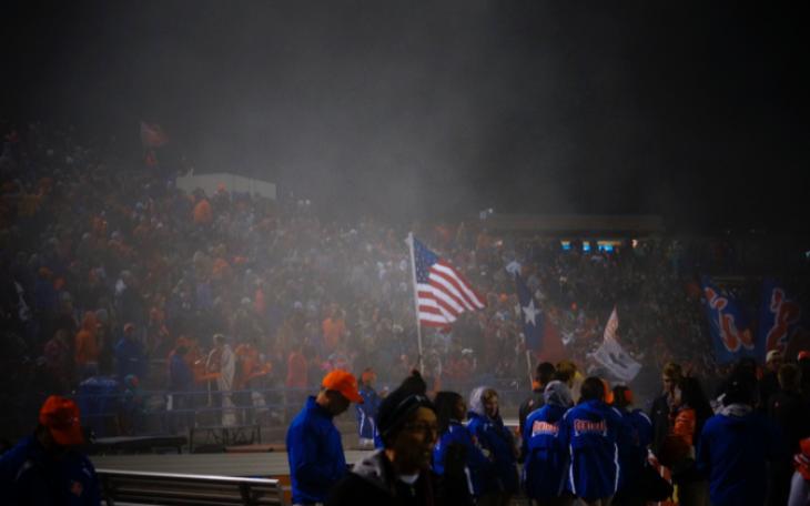 The Central High School student section after tossing talcum powder. 10/27 (Photo: Sam Fowler/LIVE!)