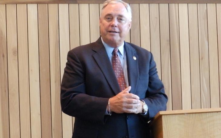 Texas Rep. Drew Darby urged voters to approve a measure that would help fund transportation projects during a press conference in San Angelo on Wednesday. (LIVE! Photo/Matt McDaniel)