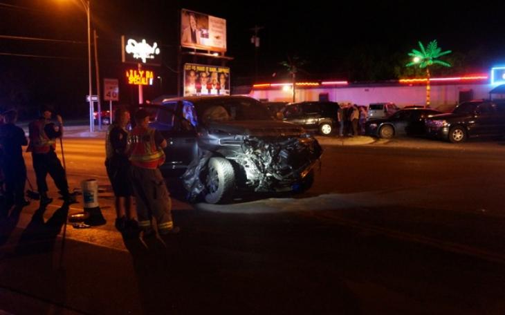A Toyota and semi truck collide on Koenigheim. (LIVE! Photo/Joh Basquez)