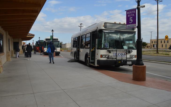 Passengers get ready to board buses at the Concho Valley Transit Districy (LIVE! Photo by Lauren Lopez)