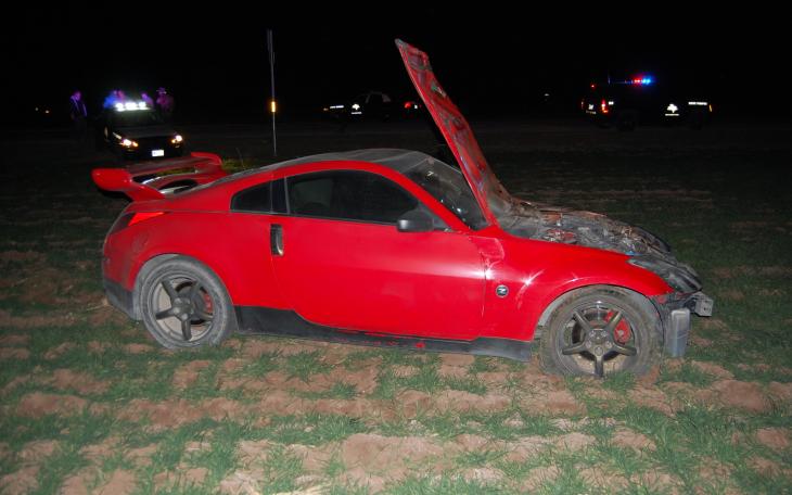 A Nissan 350Z lead DPS troopers on a high speed chase from just south of Eden, TX on US 83, to northbound on US 87. The chase ended 440 yards north of Allsup's in Wall, TX (LIVE! Photo/John Basquez)