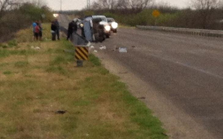 Rollover at 12-Mile Bridge on US 67S April 5, 2014. (LIVE Photo/Matt McDaniel)
