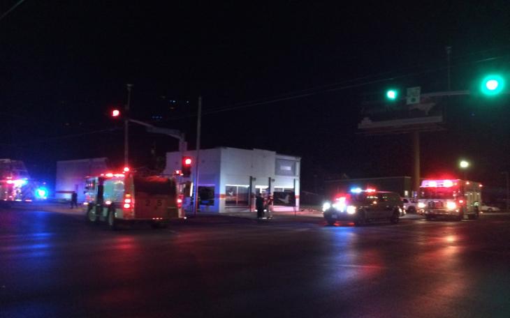 The former ATA Blackbelt Academy building collapses. (LIVE! Photo/John Basquez)