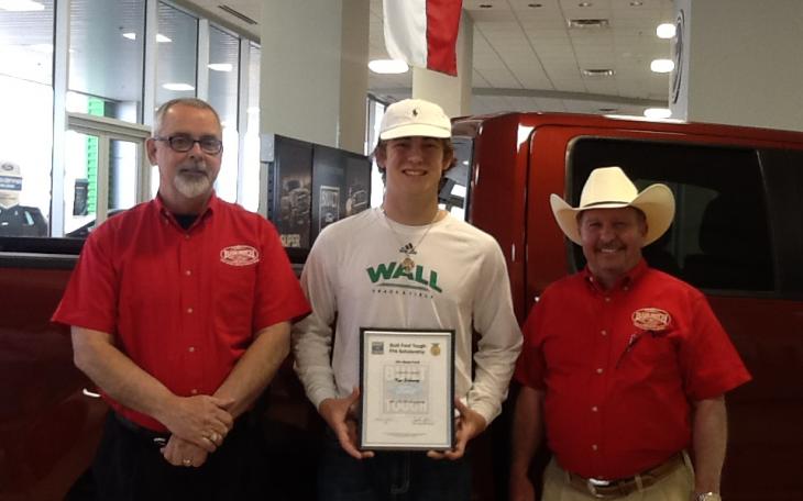 John Bass, owner (left), Kye Schwartz, and Todd Price, GSM at Jim Bass Ford in San Angelo. (Contributed/Laura Sosa)