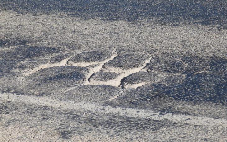 Large cracks form in sunken spots up and down Highway 67, where traffic has doubled in recent years. (LIVE! Photo/Matt McDaniel)