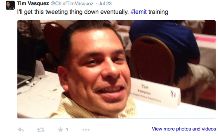 San Angelo Police Chief Tim Vasquez working on his Twitter skills. (Image/Twitter)