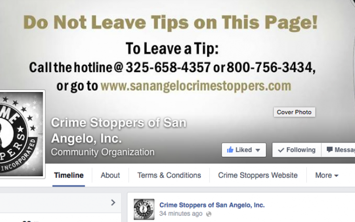 Crime Stoppers of San Angelo has joined Facebook. (Image/Screenshot)