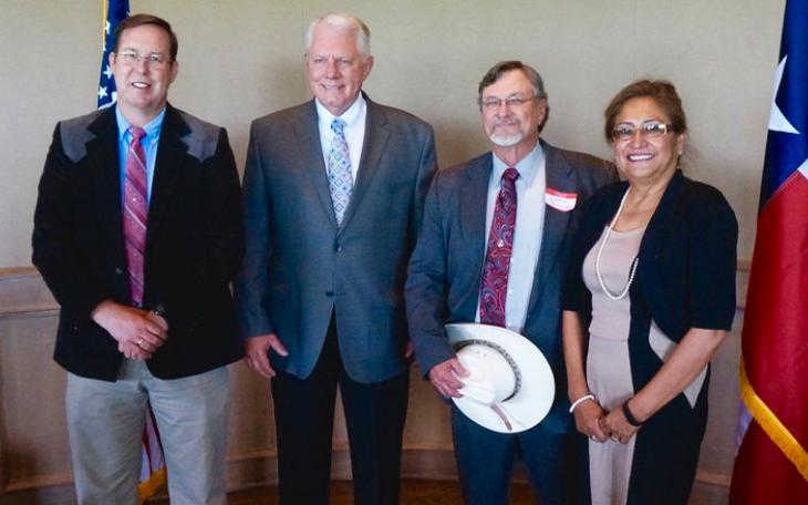 The candidates running running opposed in the May 9, 2015 city elections, from left: Andrew Justis, David Nowlin, Mayor Dwain Morrison, and Lucy Gonzales. (LIVE! Photo/Joe Hyde)