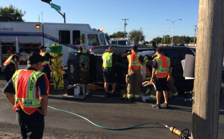 Rollover crash on Avenue N on September 10, 2014. (LIVE! Photo/John Basquez)