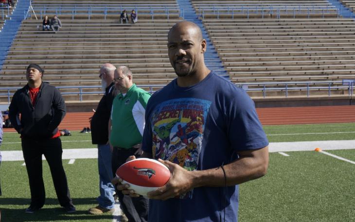 Former Dallas Cowboy Soloman Page is now the offensive coordinator for the San Angelo Bandits arena football team. (LIVE! Photo/Joe Hyde)