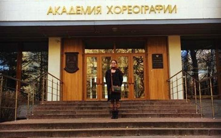 Emma Armstrong stands outside the Bolshoi Ballet Academy in Moscow. (Contributed Photo/Emma Armstrong)