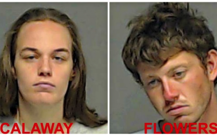 Destiney Calaway and Jacob Flowers were jailed for burglary of a vehicle and evading arrest on Wednesday. (Photo/TGCJ)