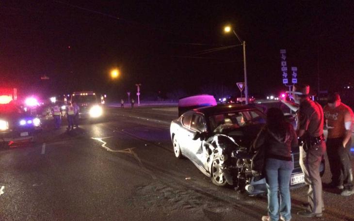 A Dodge Charger collided with a Chevrolet 3500 pickup on Jan. 19, 2015 at Arden and FM 2288. (LIVE! Photo/John Basquez)