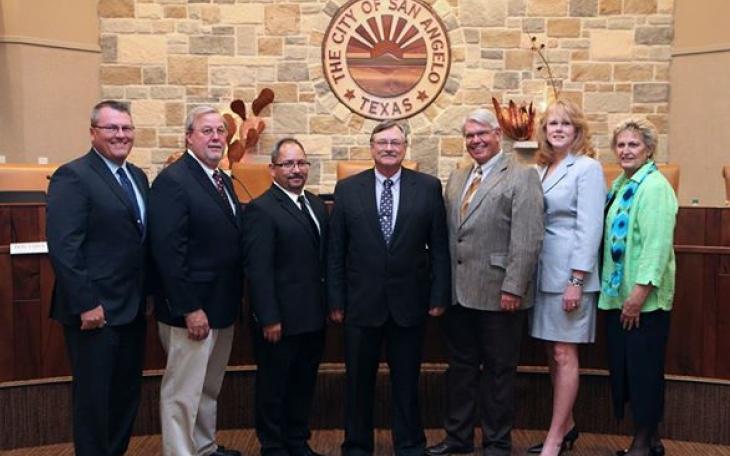 The 2014-2015 City Council, from left: Rodney Fleming, Marty Self, Johnny Silvas, Mayor Dwain Morrison, Don Vardeman, Elizabeth Grindstaff, and Charlotte Farmer. (Contibuted, City of San Angelo Public Information)