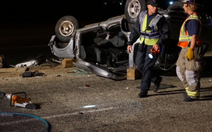 Rollover crash near Paul Ann Baptist Church. (LIVE! Photo/John Basquez)