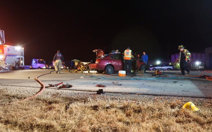 Jaws of Life was used to extract both drivers in this two-car collision on U.S. 87 north on Feb. 14, 2015. (LIVE! Photo/John Basquez)
