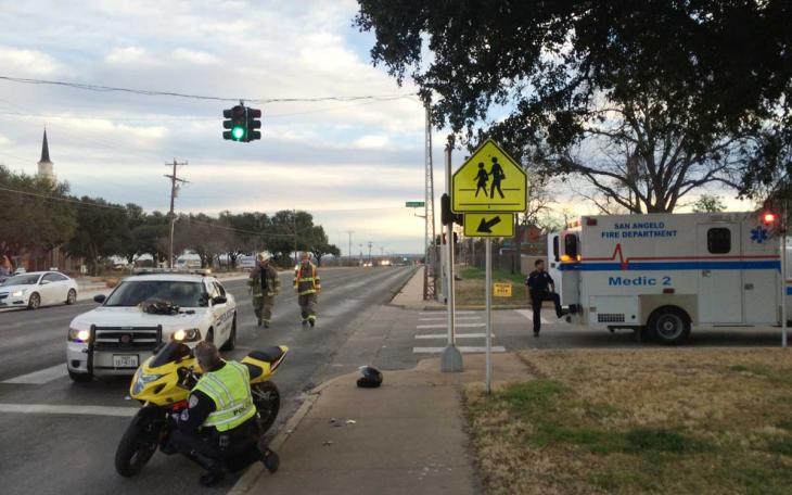 Boy on stepmom's crotch rocket crashed after a high speed chase at S. Johnson St. and Douglas on Jan. 26, 2015. (LIVE! Photo/John Basquez)